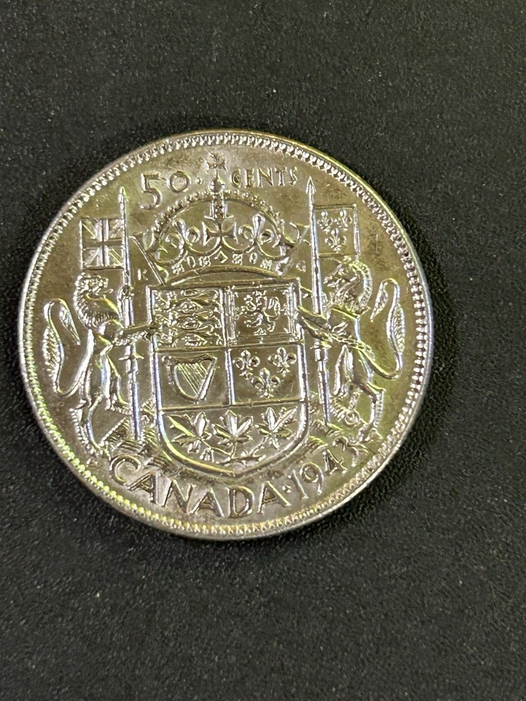 Half dollar , Silver, Canadian, 1943 high-grade