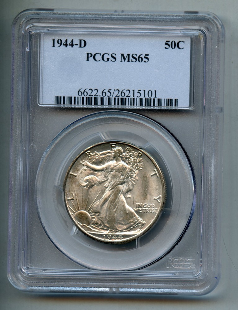 1944 D Liberty Walking Silver Half Dollar PCGS MS 65