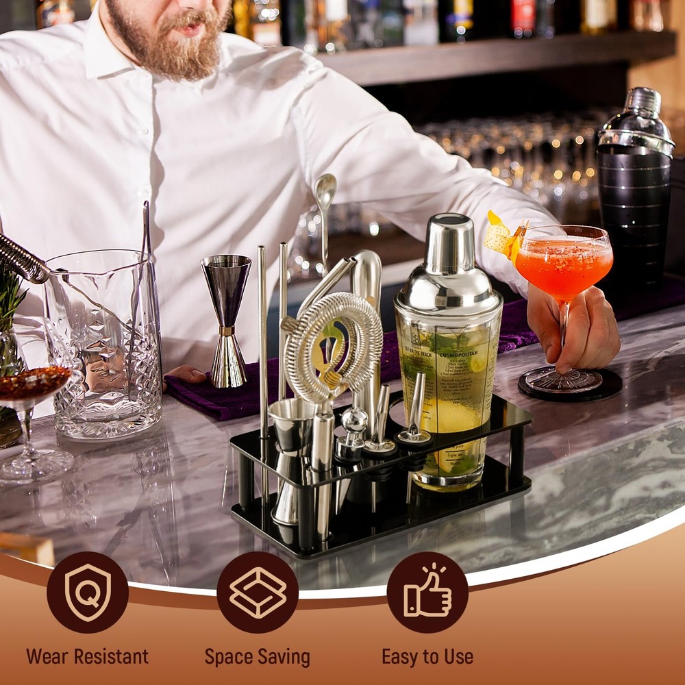 ＫＬＫＣＭＳ Professional Cocktail Shaker Stand, Bartender Kits Storage Black