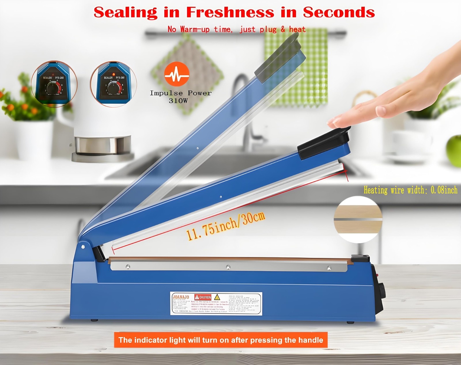 Impulse Sealer 12 inch Manual Heat Sealer Machine with Adjustable Heating Mod...