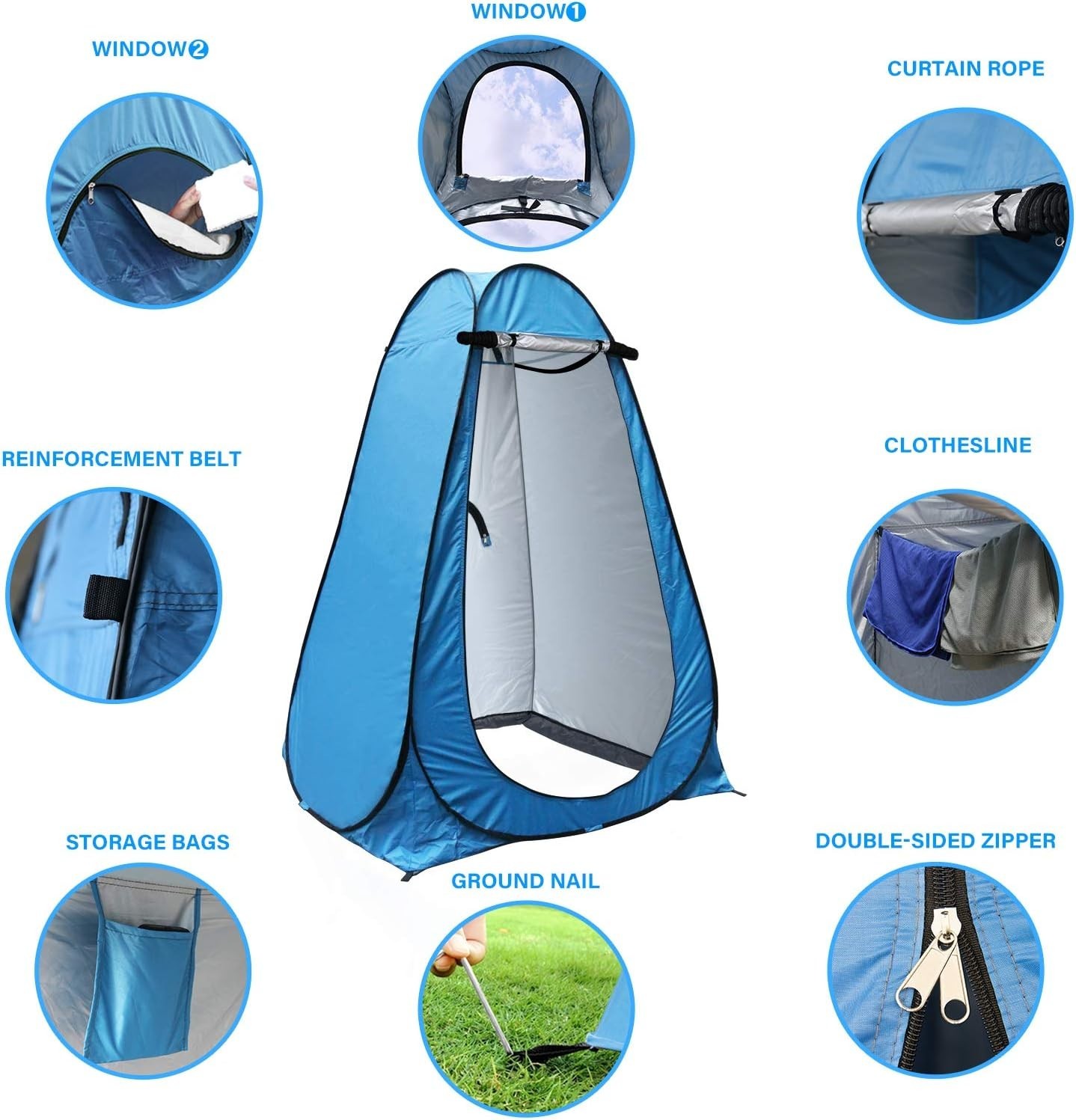 2PC (Pop Up Privacy Shower Tent +Portable Shower Camping Shower Outdoor Camp )