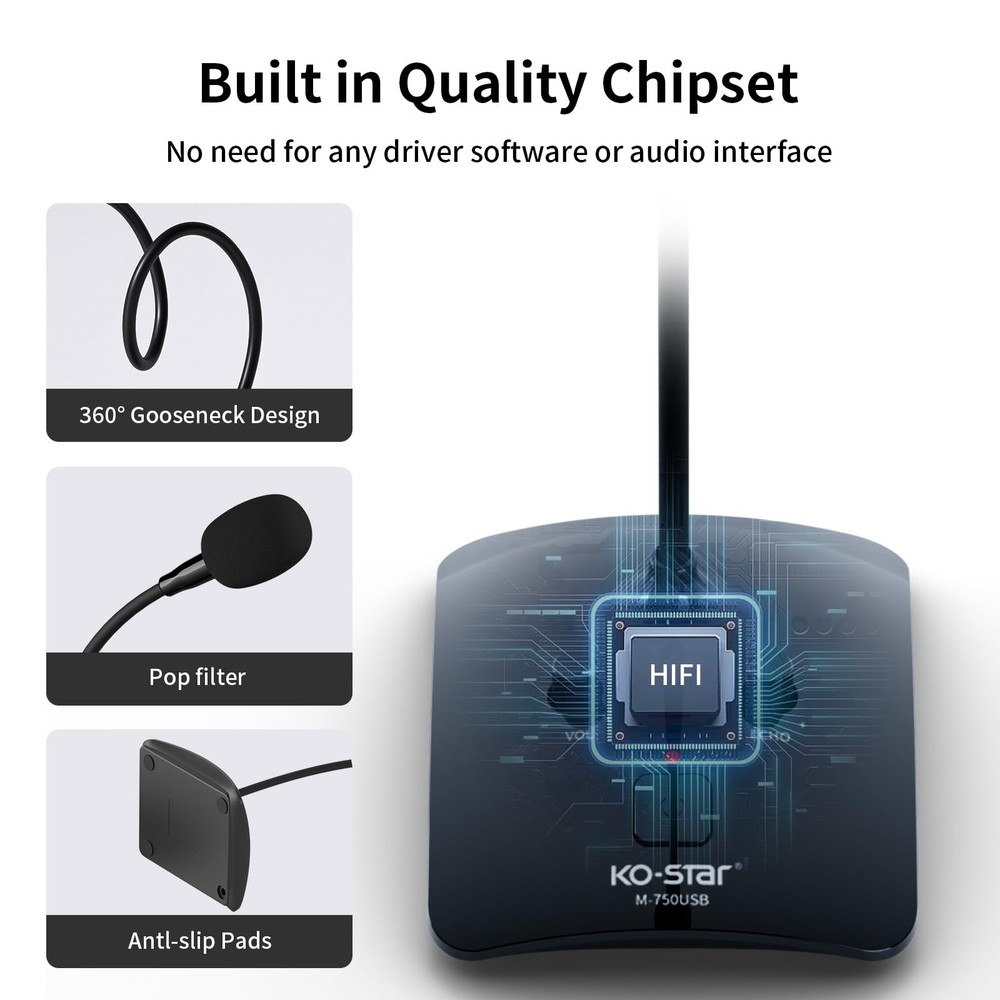Recording Microphone, Computer PC Podcast Condenser Omnidirectional Mic with ...