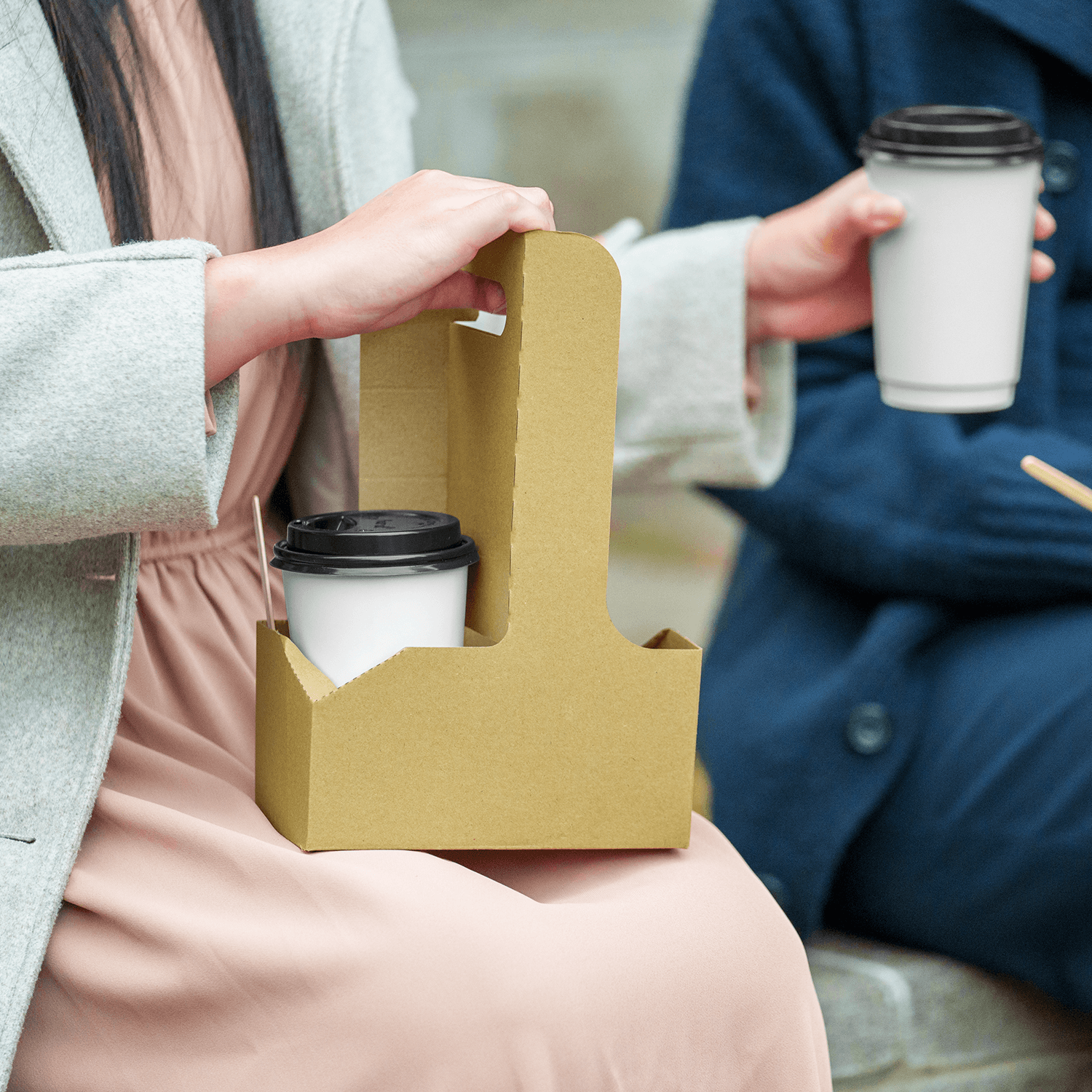 Karat 2 Cup Paperboard Carrier with Handle for 10-32 oz cup, Kraft - 250 pcs