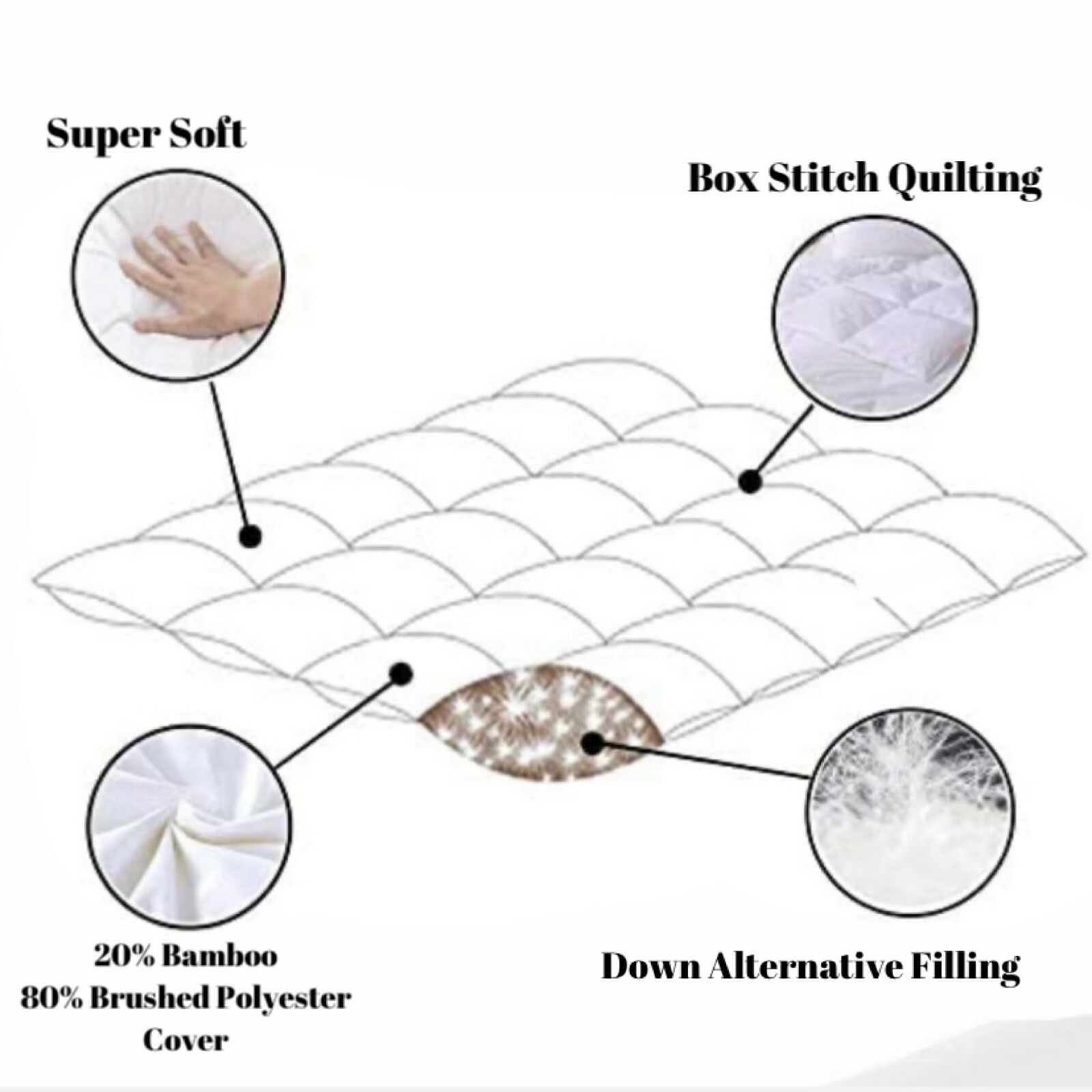 Ultra Soft Premium Reversible Bamboo Comforter, Warm, Many Colors, Queen King