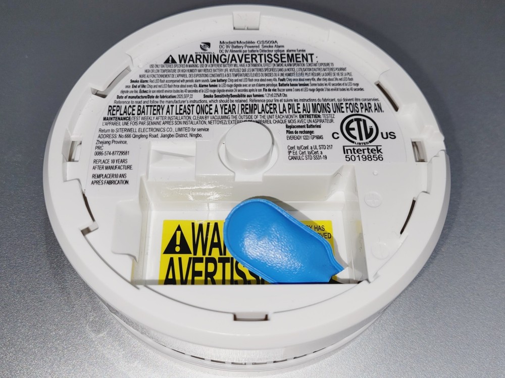 2 Pack Photoelectric Smoke Detector, Replaceable 9v Battery, GS509A