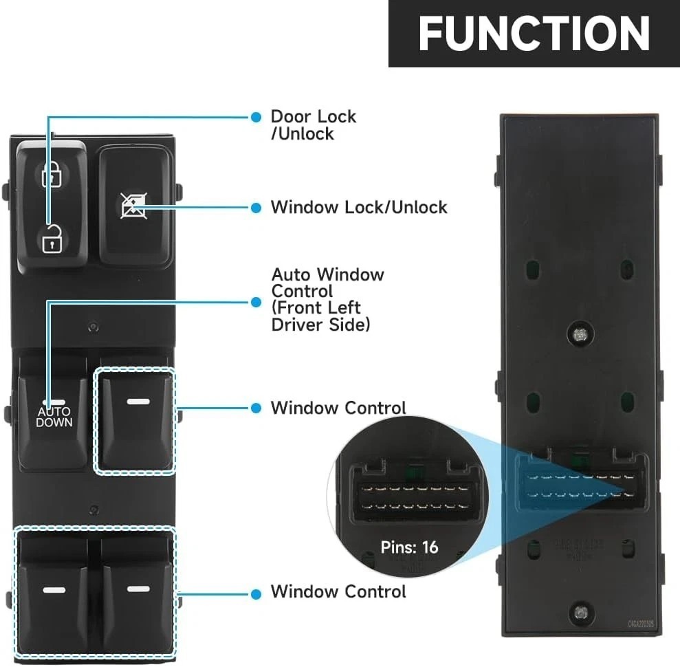 Front Left Driver Side Master Power Window Switch - Compatible for Kia