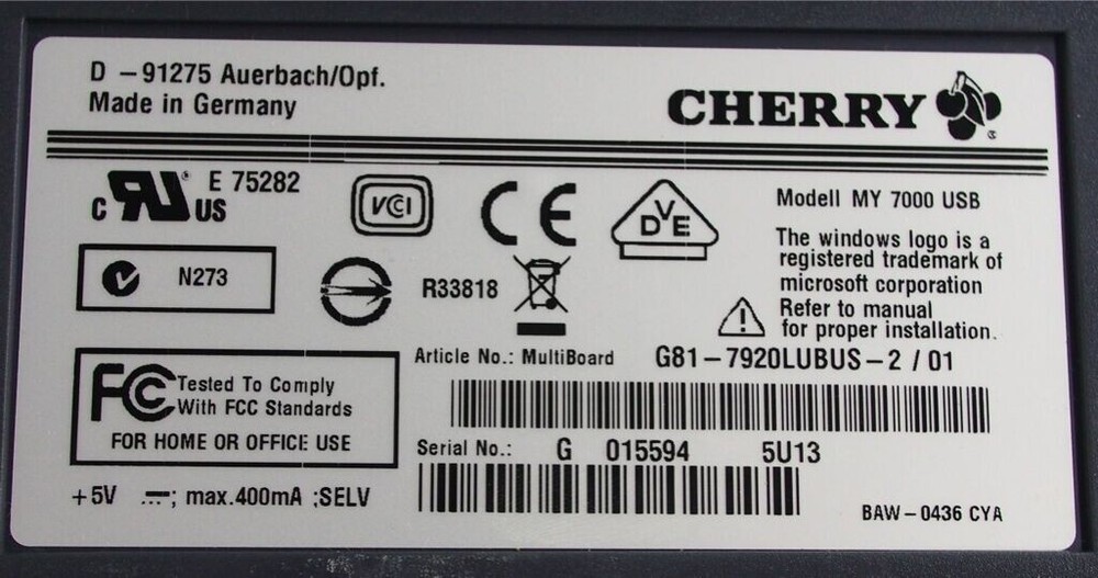 Cherry Keyboard G81-7920LUBUS-2