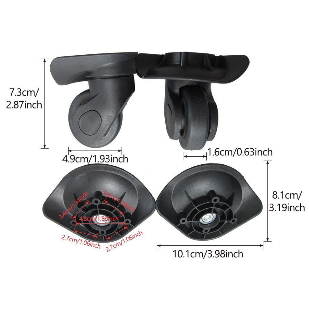1 Pair Universal Suitcase Luggage Casters Replacement Wheels