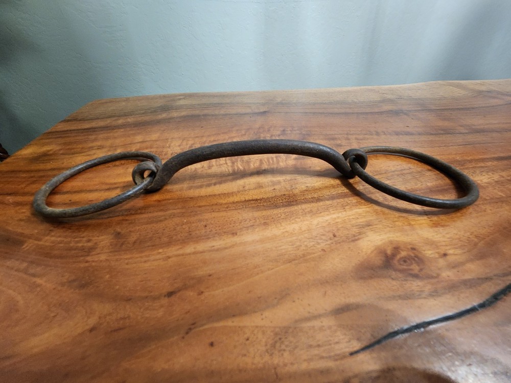 Antique Rustic Iron Loose Ring Straight Bar Mullen Snaffle Bit