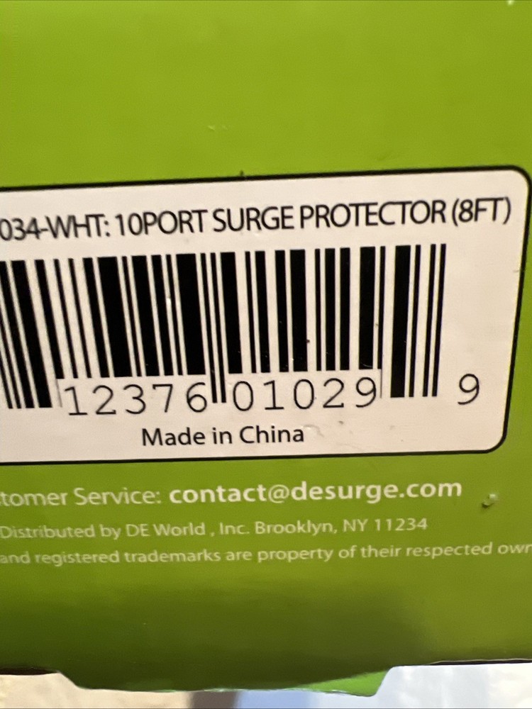 10 Outlet Surge Protector, 8 FT, White
