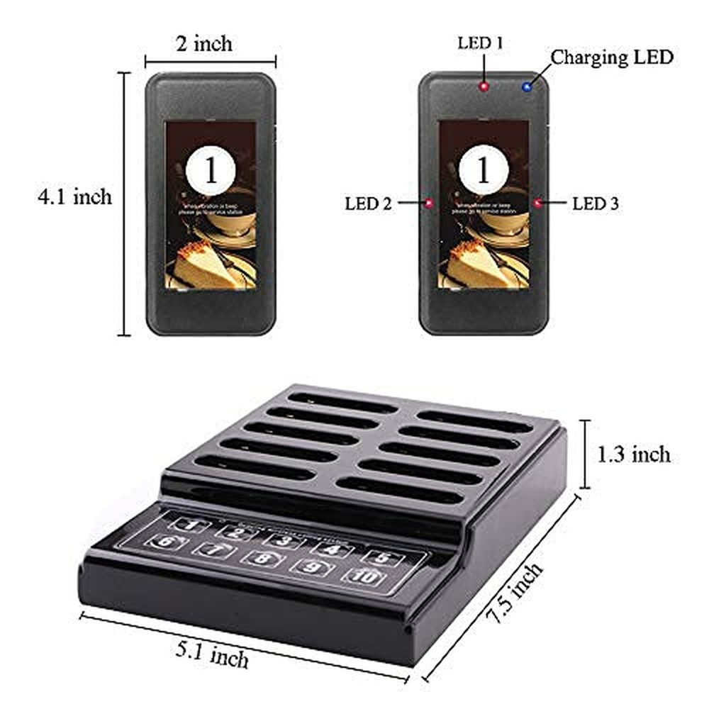 SHIHUI 10 Pager buzzers 1 keypad Queue Number Call Wireless Calling System Qu...