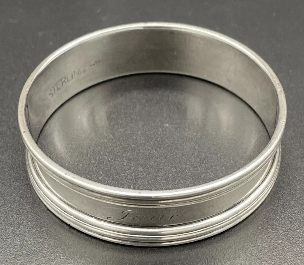 Sterling Silver Napkin Ring Name Engraved “Jane” Webster & Co