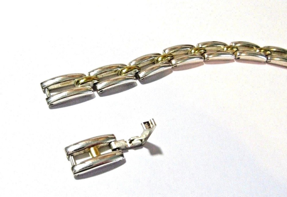 SILVER BRIGHT FINISH RECTANGLE LINK BRACELET ADJUSTABLE EXTRA CLASP CHINA