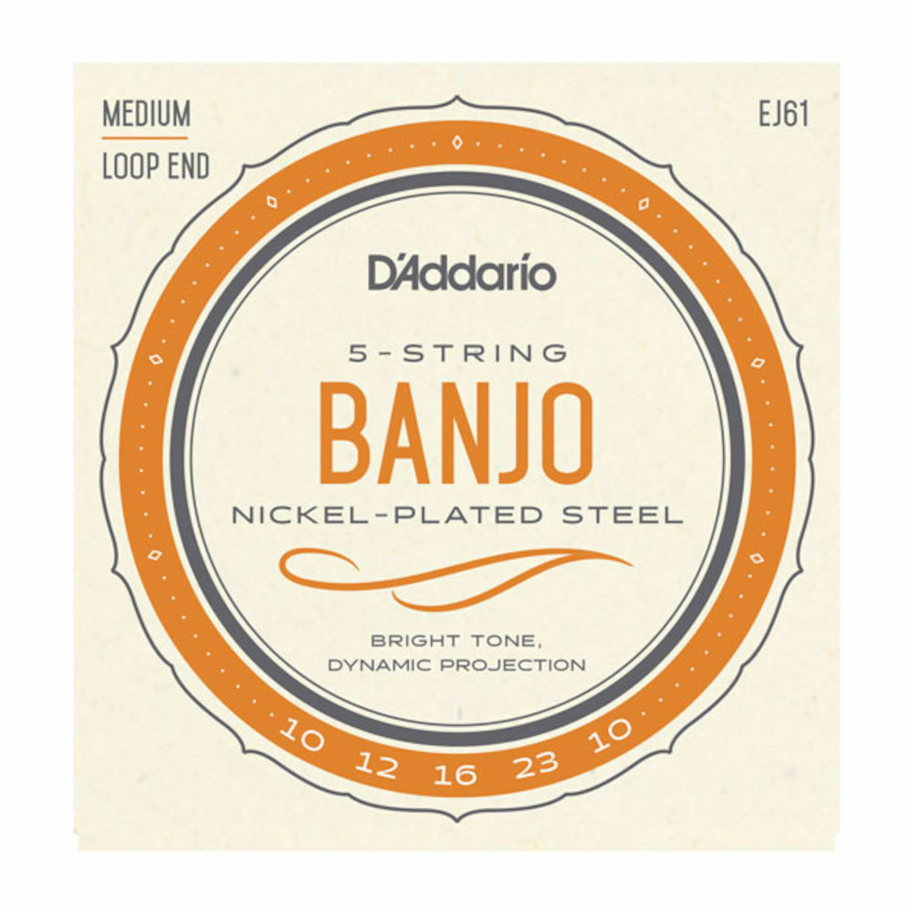 D'Addario EJ61 5-String Banjo Strings, Nickel, Medium 10-23