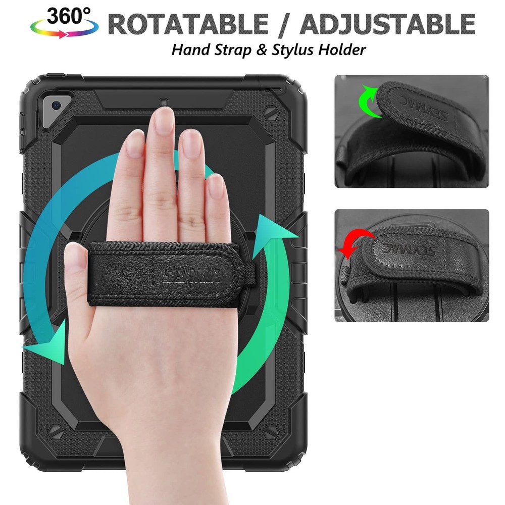 SEYMAC iPad 9th 8th 7th Gen 10.2'' Shockproof Case with Screen Protector Pencil