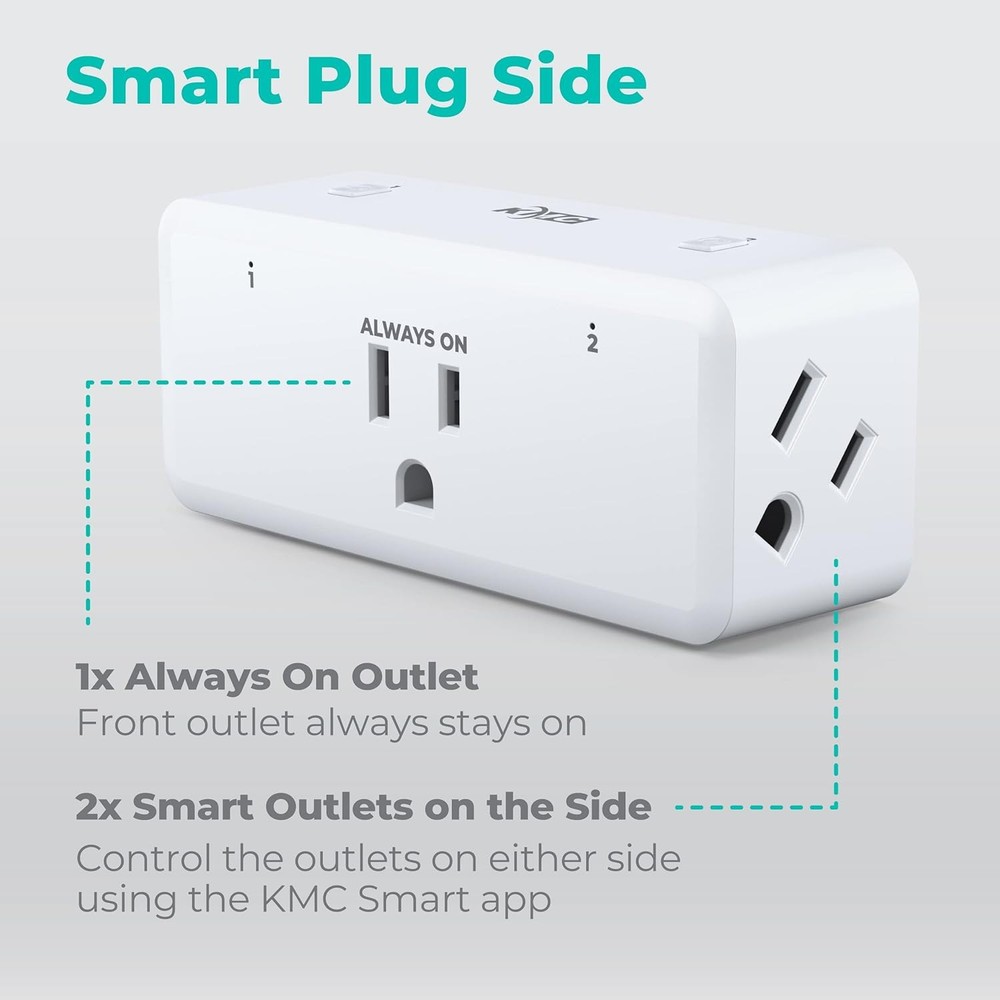 4-Pack Smart Plug, 3-Outlet Extender, WiFi Compatible with Google & Alexa