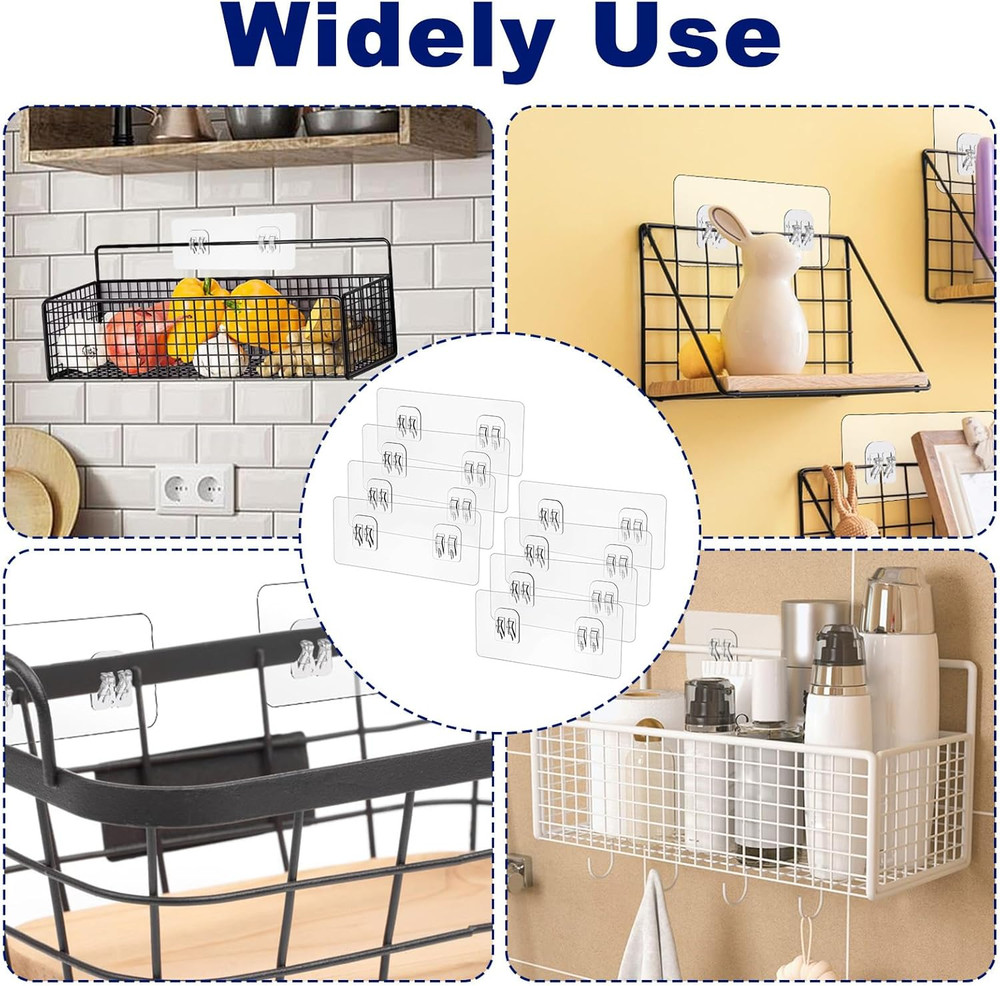 8 Pack Shower Caddy Adhesive Replacement, No Drilling Wall Mount Hook Strong ...