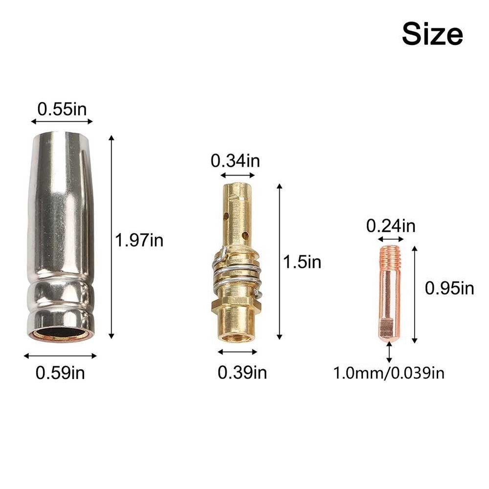26 Piece For 15AK For MIG Welding Kit 1.0mm Tips Nozzles Diffusers Copper