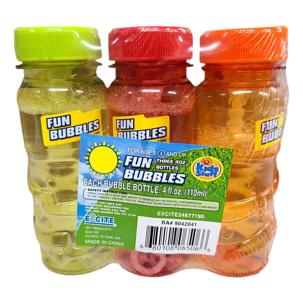 Multi Pack Kids Stuff 4 oz Bubble Bottles Super Bubble Solution 6 Pc Multi