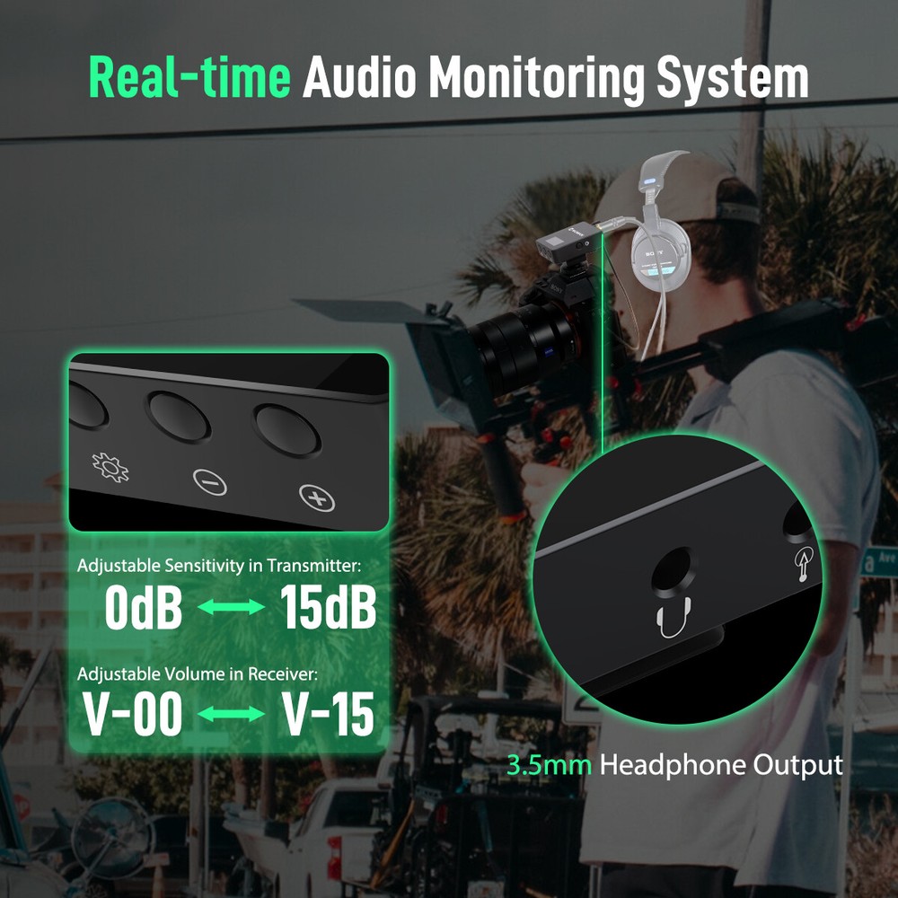 Wireless Lavalier Microphone System UHF Transmitter with Receiver for Phone DSLR