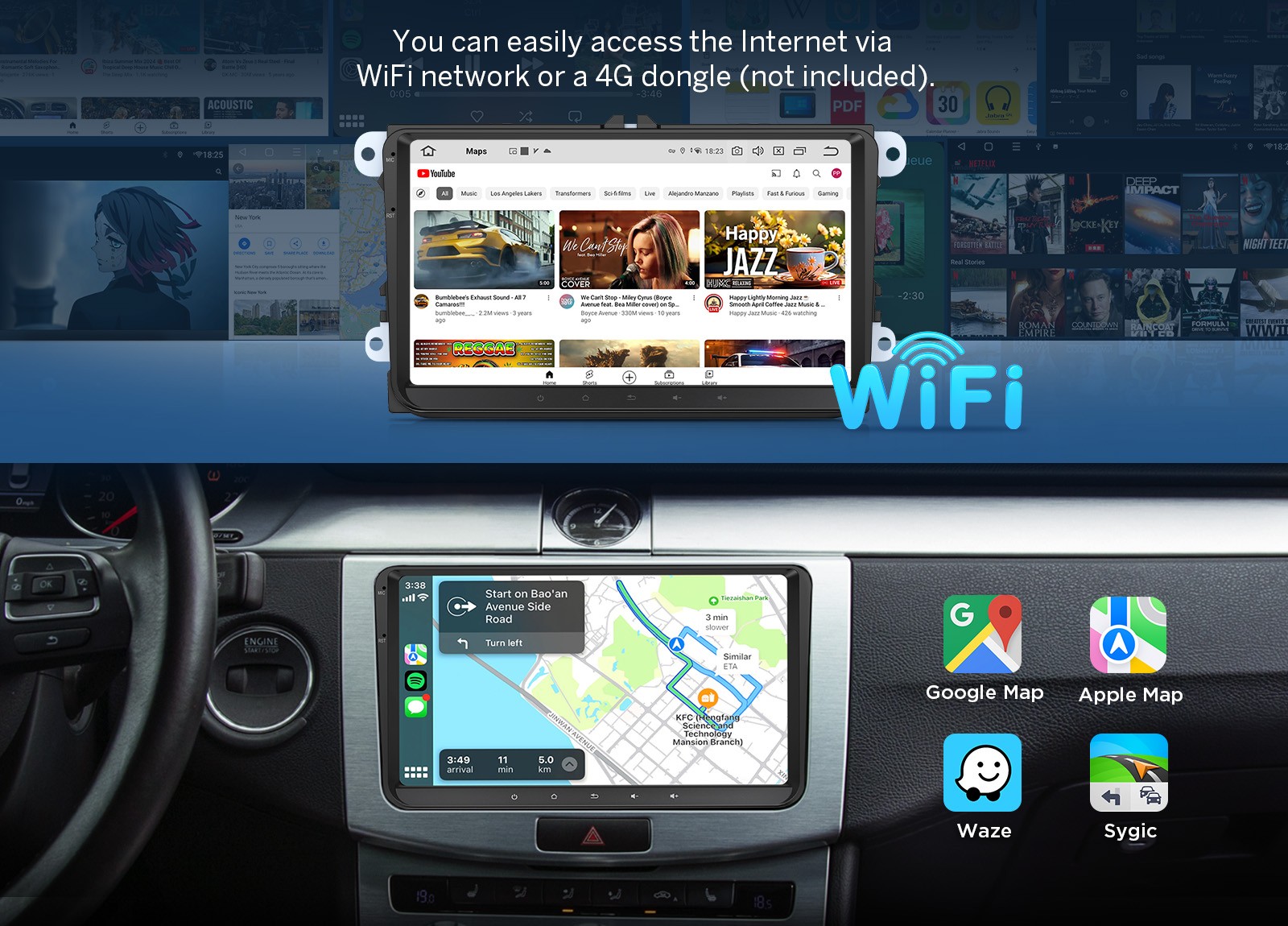 CAM+OBD+9" IPS Android 14 for VW Golf MK6 GTI 2009-2013 CarPlay Car Stereo Radio