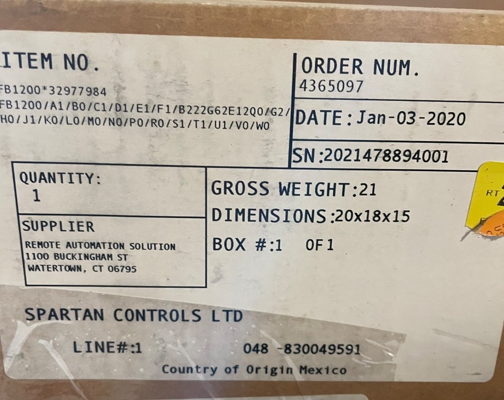 EMERSON ROSEMOUNT FB1200 FLOW COMPUTER 215B2P22G62E12