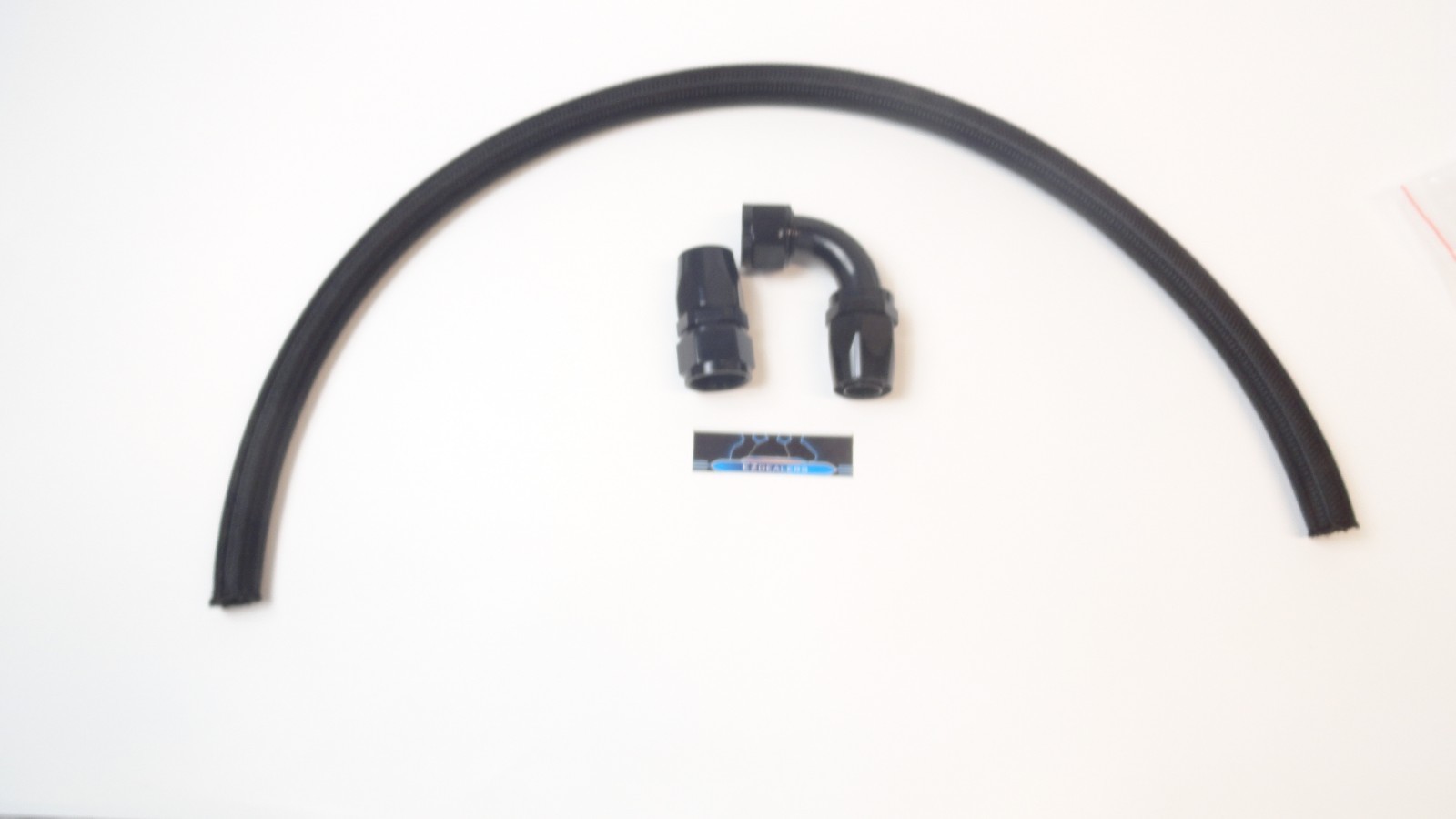 BLACK -20AN Black Braided Radiator Hose Kit -20 Straight -20 90 Degree Hose Ends