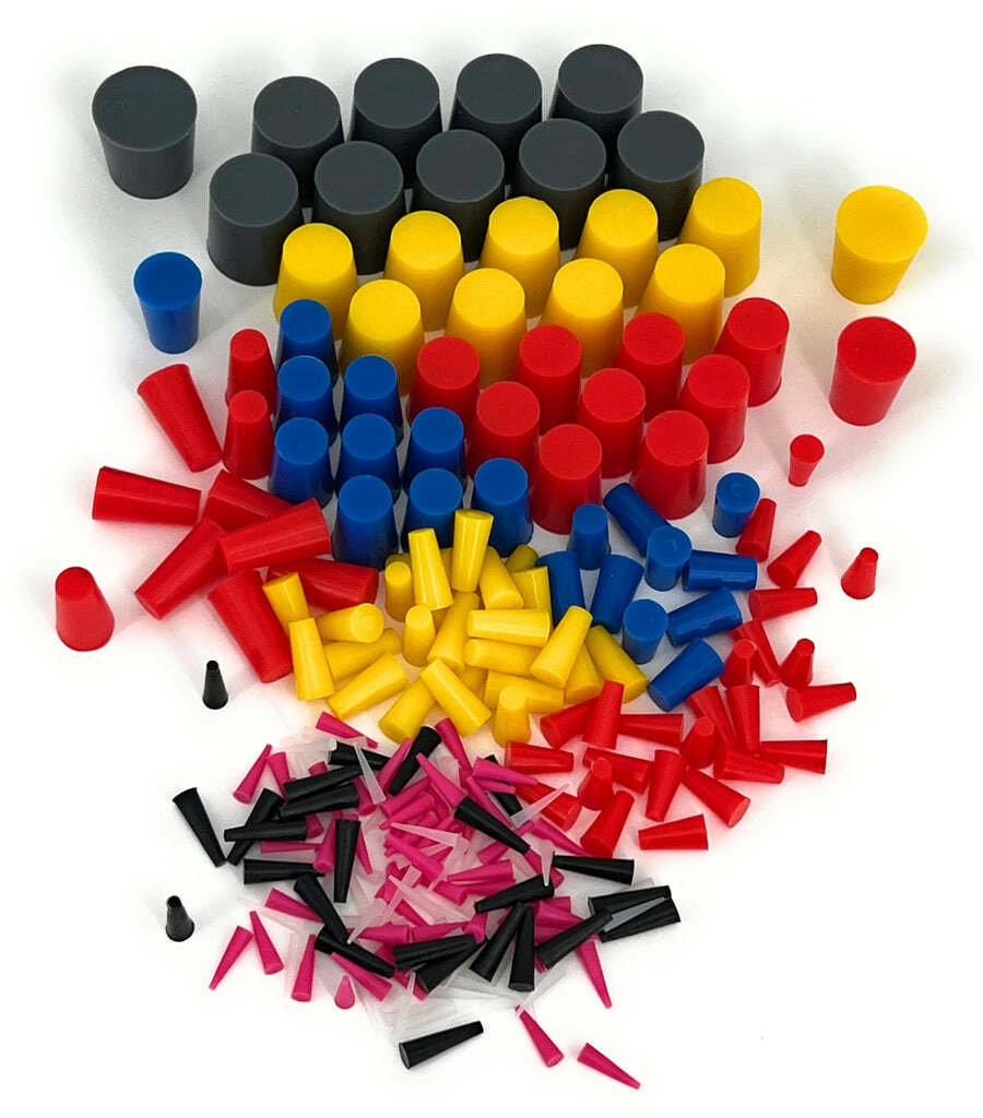 High Temp Masking Supply 235 Piece Silicone Rubber Plug Set - 1/32" to 1" Range