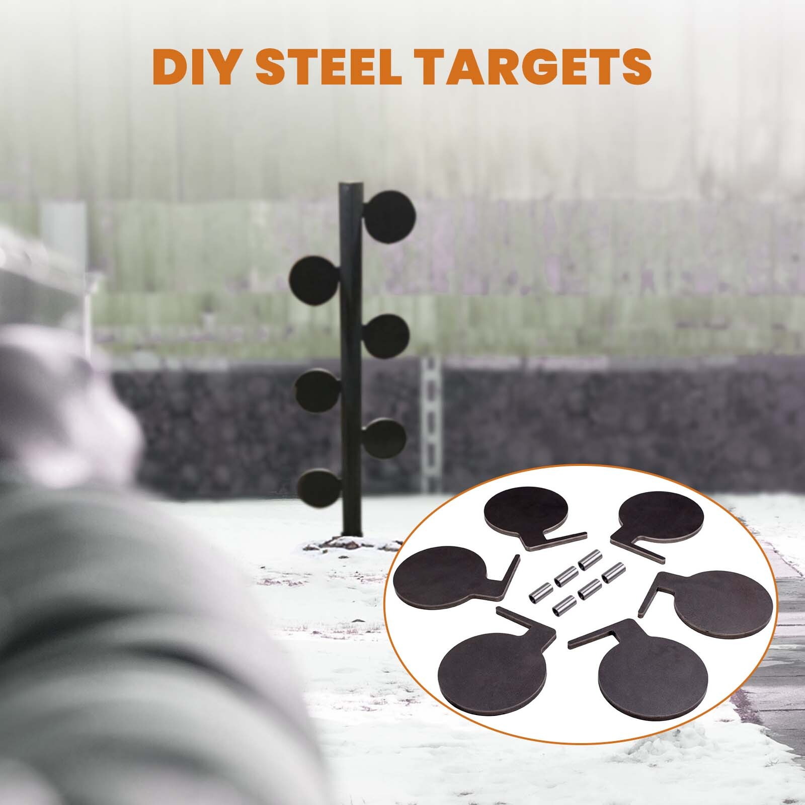 Q235 Steel Target Dueling Tree DIY Kit 6pc 6" x 3/8" Paddles with Tubes Brand