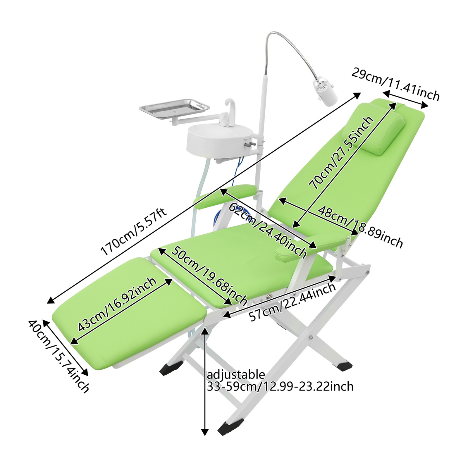 100kg Capacity Folding Mobile Chair LED Dental Chair Portable Dental Chair US