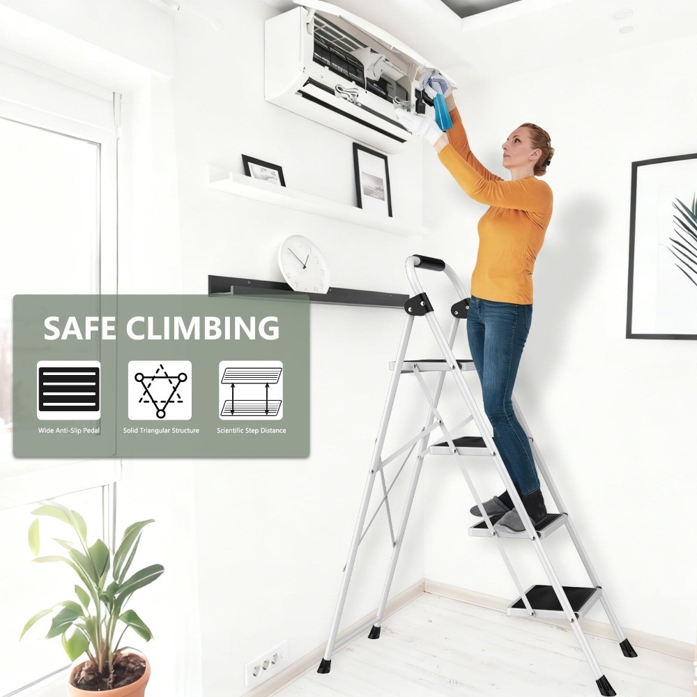 Ultra-Thin Folding Step Stools 330 lbs Capacity, 2-Inch Thin for Storage