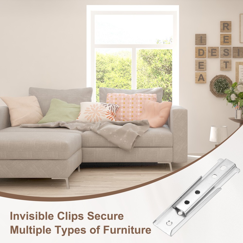 2Pcs Sectional Couch Connectors, t Sofa Connector Bracket (120mm, Silver)