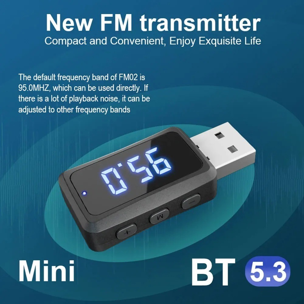 FM02 Car Bluetooth 5.3 Charger FM Transmitter Car Bluetooth Receiver