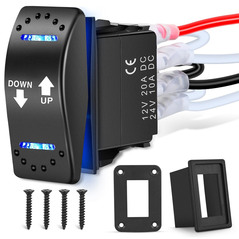 Nilight Down Up Polarity Reverse Blue LED Switch DPDT w/Holder