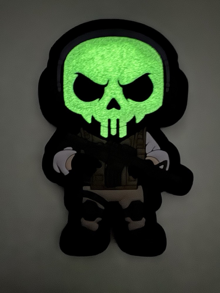 Tactical Ghost Rubber PVC Hook/Loop Morale Patch Glow In The Dark