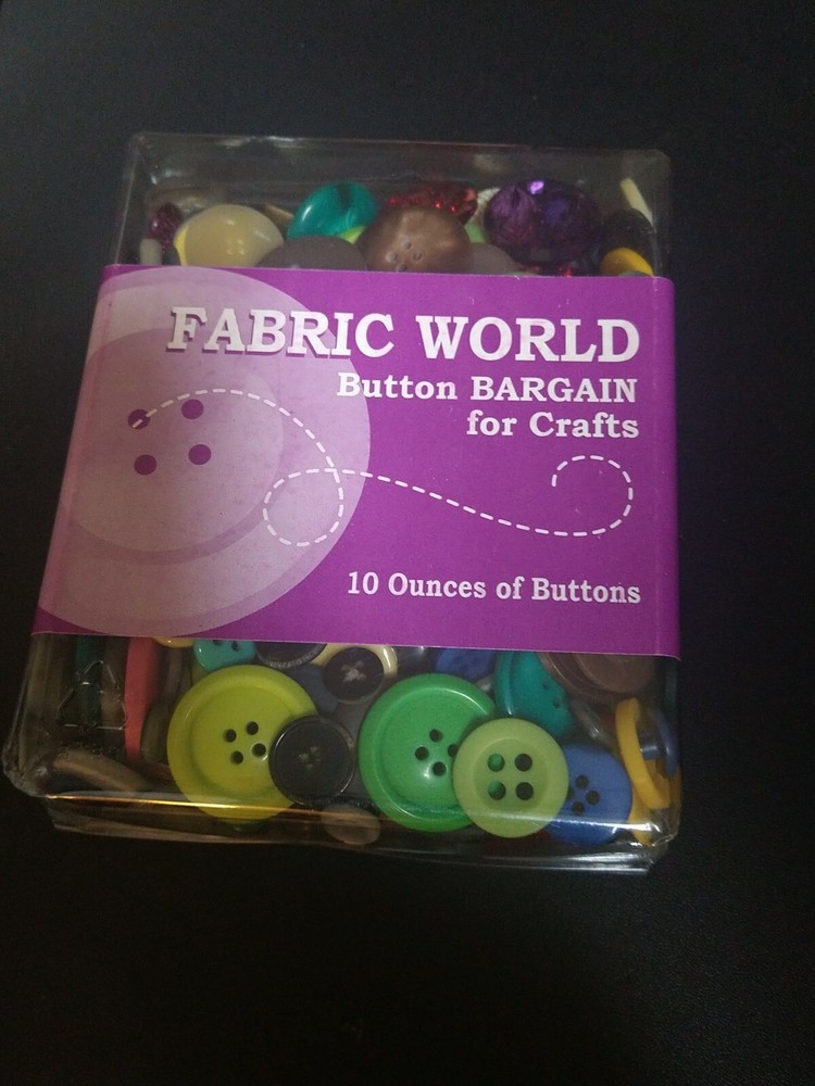 Fabric World Button Bargain For Crafts, 10 oz - NEW