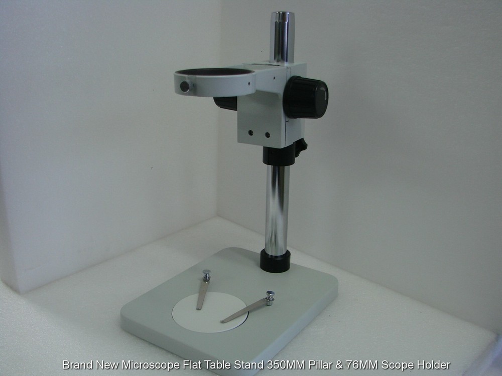 Brand New Microscope Flat Table Stand 350MM Pillar & 76MM Scope Holder