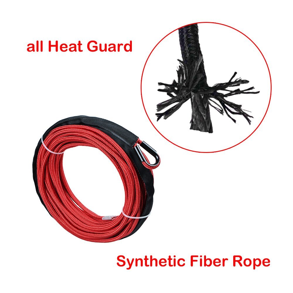 50' x 1/4" 7000LB Red Synthetic Winch Rope + 6" Hawse Fairlead + Stopper ATV UTV