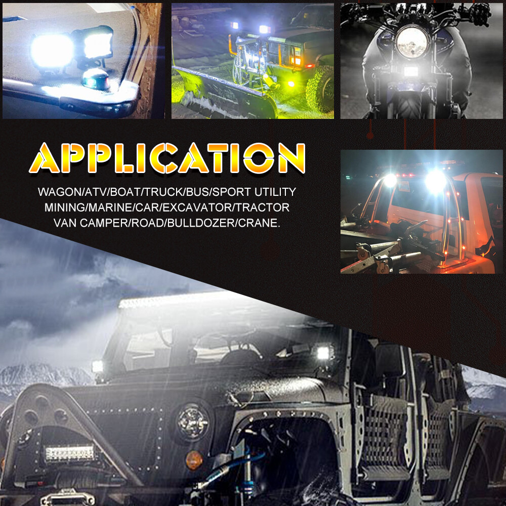 2PCS 6inch LED Work Light Bar Flood Spot For Boat Fishing Boating Night Fog Lamp