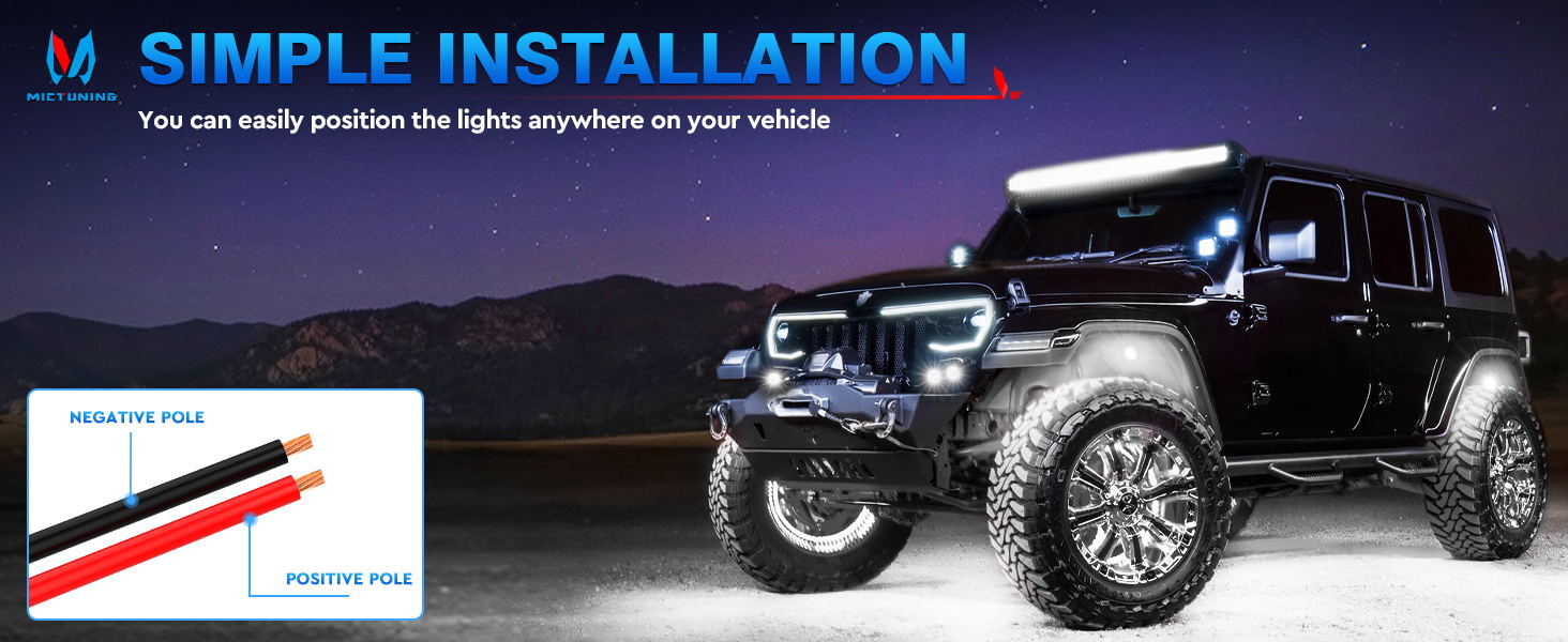 24 Pods Pure White LED Rock Lights Offroad Under Car Truck Underbody Lights Kits