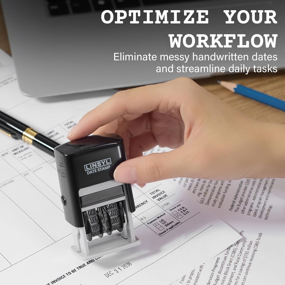 Self Inking Adjustable Date Stamp 12 Year Black