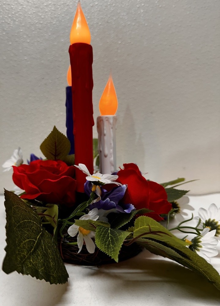 Decor Red, White, Blue Flickering Candles T6