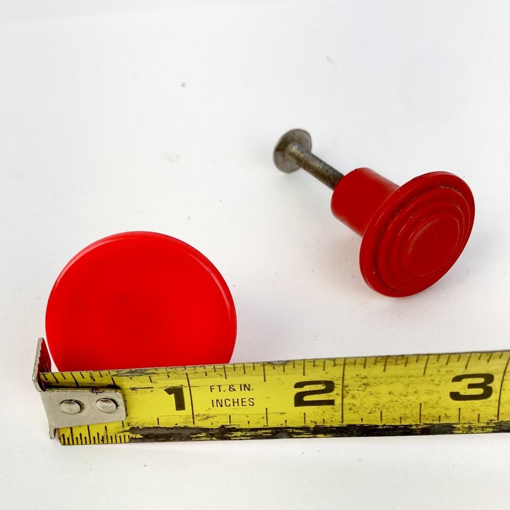Lot 2 Vintage Red Cabinet Knobs Drawer Pulls Ribbed Cherry Red Neon Bakelite?