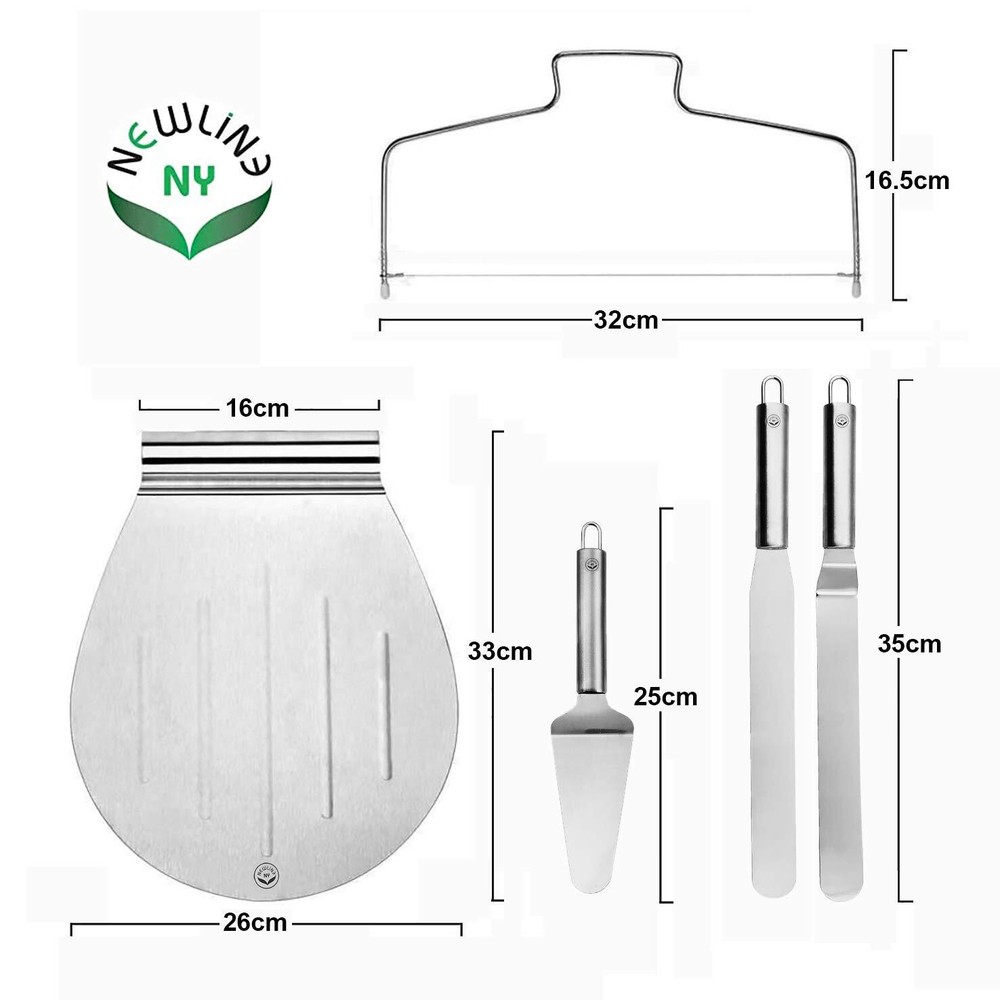 Stainless Steel Cake Customizing Decorating Serving 5pc set Cake Server Lifte...