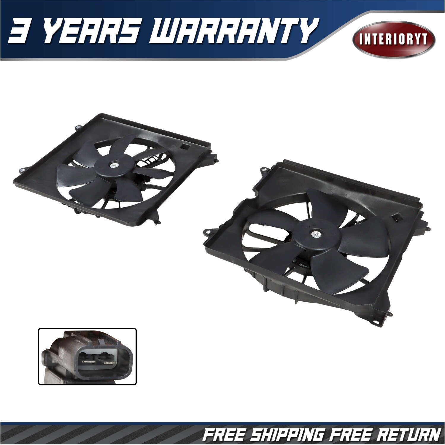 2Pcs Radiator Cooling Fan Set For 2013-2017 Honda Accord w/ Blade Motor & Shroud