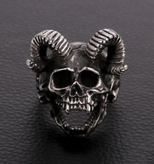 DEVIL RAM SKULL METAL RING  BRX023 men skeleton biker punk skulls rings HORNS