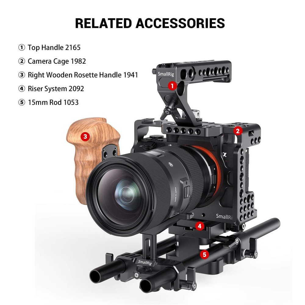 15mm Long Lens Support Bracket Height Adjustable for DSLR Camera Rig 1087