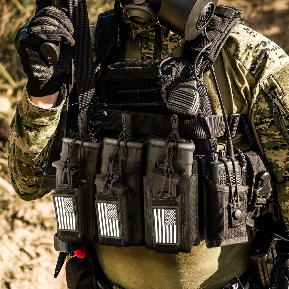 FUNANASUN Open-Top Triple Mag Pouch Double Stack Ar/Pistol BLACK