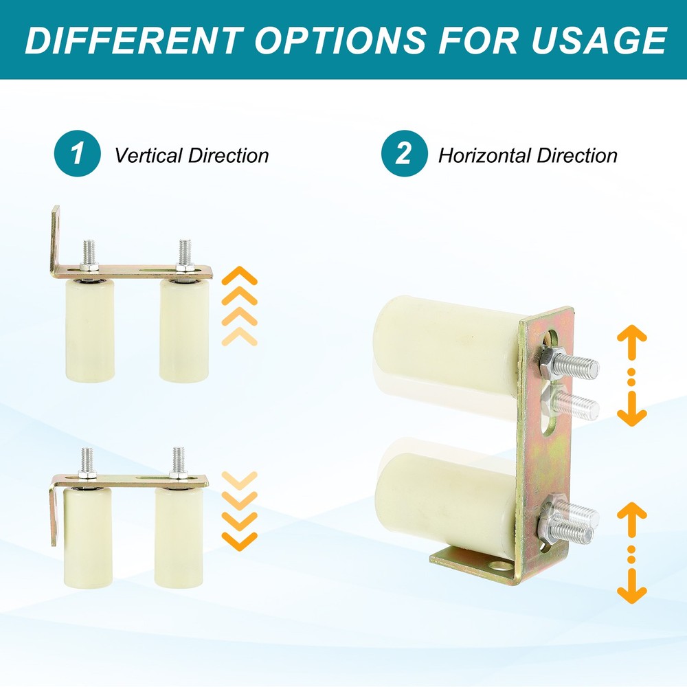 2Set Slide Gate Guide Roller 3.9" Adjustable Nylon Rollers with Bracket, White