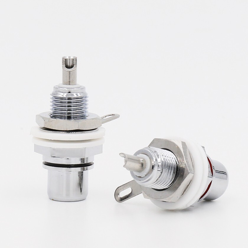8PCS RCA Female Chassis Panel Mount Jack Socket HIFI Rhodium Plated Mount Socket